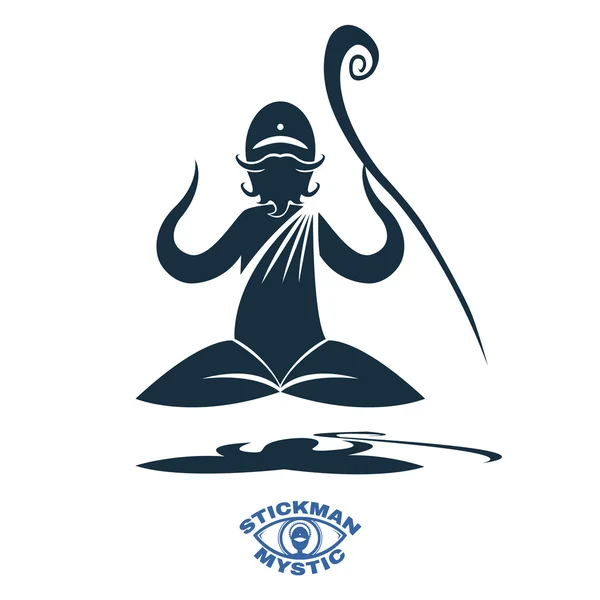 Vector Siluetas Imagen Yoga Meditando Posición Loto Ilustración Monje Budista — Vector de stock