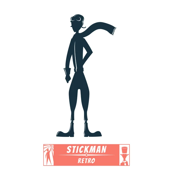 Image Vectorielle Stisk Figure Représentant Gentleman Forme Course Rétro — Image vectorielle