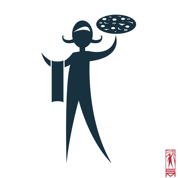 Serveur italien avec pizza — Image vectorielle