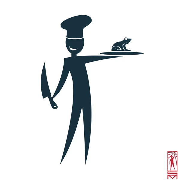 Chef français avec une grenouille — Image vectorielle