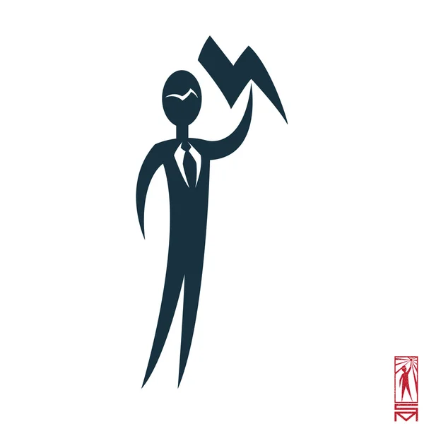 Mann Person Grundlegende Körperposition Strichmännchen Symbol Silhouette Vektorzeichen Geschäftsmann Krawatte — Stockvektor