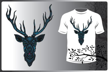 baş geyiği siluet logo hayvan