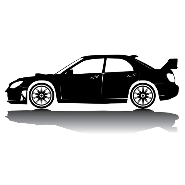 Auto Silhouette Schwarz Mit Details Vector Isolierte Auto Silhouette Bild — Stockvektor