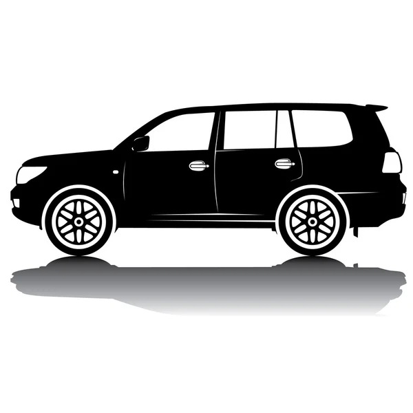 Silueta Del Coche Negro Con Details Vector Imagen Silueta Del — Vector de stock