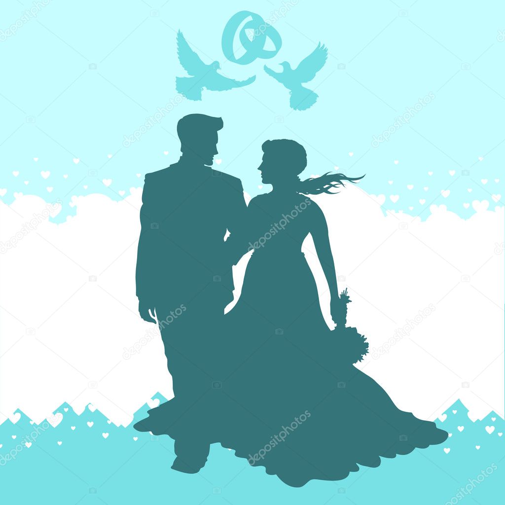 Silhouette of a loving couple. a romantic background .For cards, invitations and advertising
