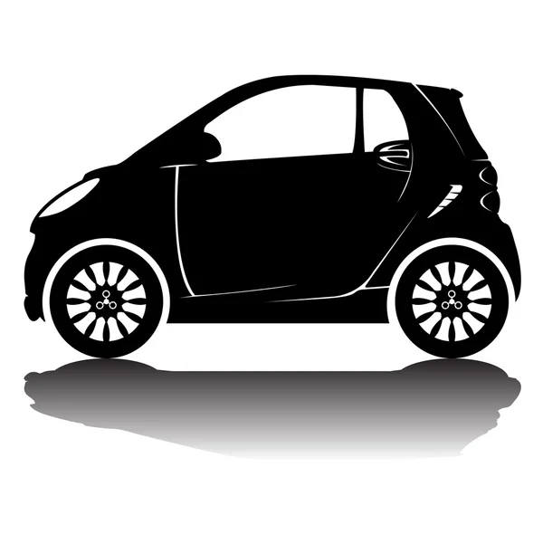 Image de silhouette de voiture isolée vectorielle. Silhouette noire. Voiture avec réflexion — Image vectorielle