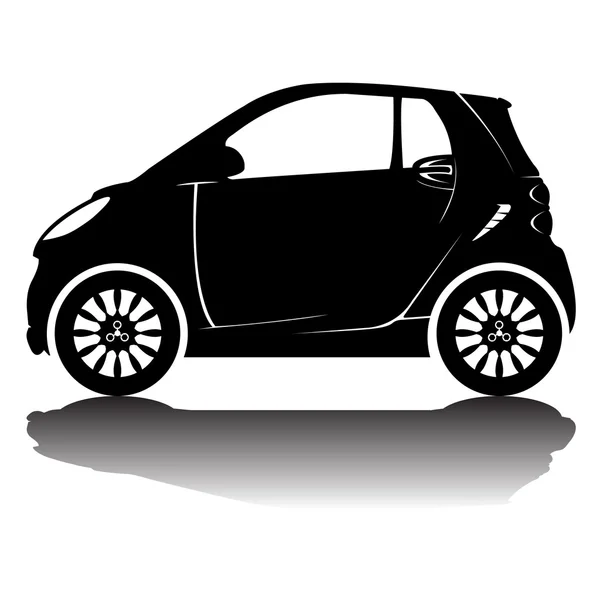 Imagen de silueta de coche aislado vectorial. Silueta negra. Coche con reflexión — Vector de stock