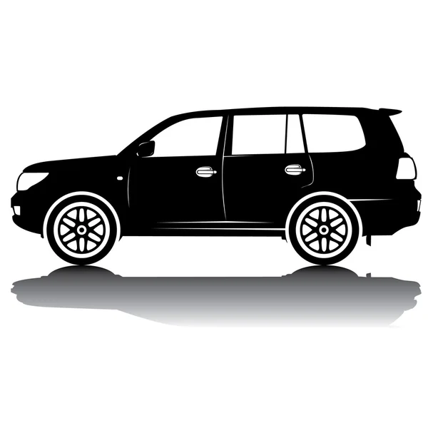 Векторное изолированное изображение силуэта автомобиля. Черный силуэт. Машина с — стоковый вектор