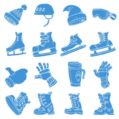 Doodle vektör izole kış sporları