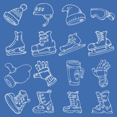 Doodle vektör izole kış sporları
