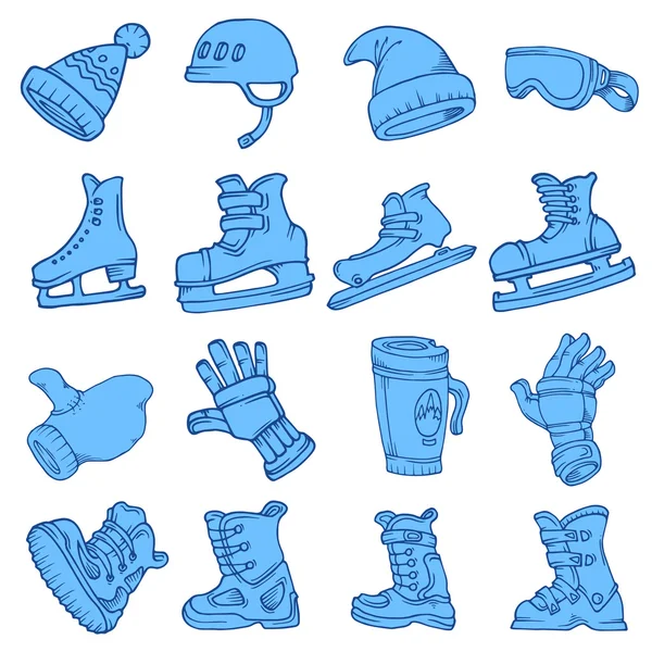 Doodle vektör izole kış sporları