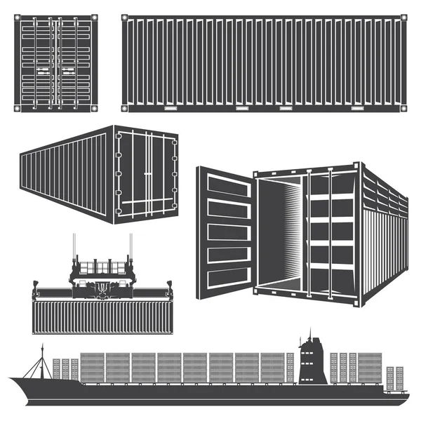 Frachtschiffcontainer aufgestellt — Stockvektor