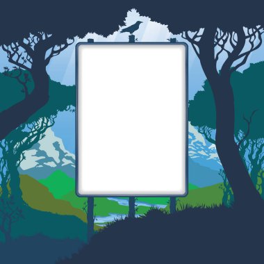 Renkli vektör görüntüsü duvarda, sokakta, şehir silüetinin arka planında alay ediyor. mockup şablonu boş reklam glich, şehrin panorama.