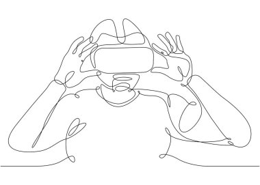 sürekli çizgi çizme adam gözlük aygıt sanal gerçeklik