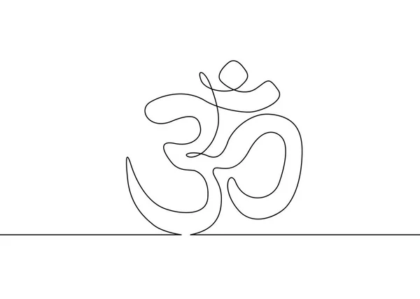 Continuous drawn one line of the symbol of religion. — Stock Vector