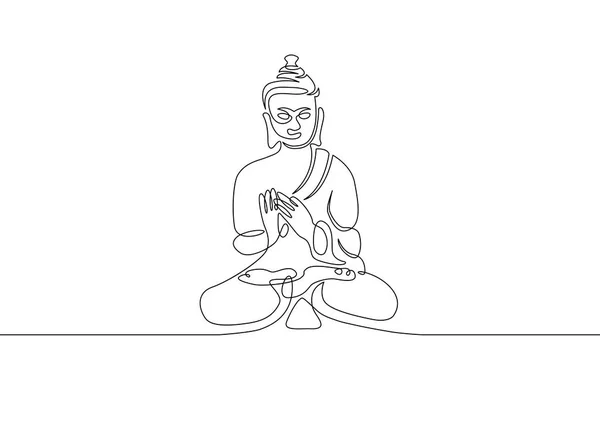 Een doorlopende lijn getrokken Boeddha — Stockvector