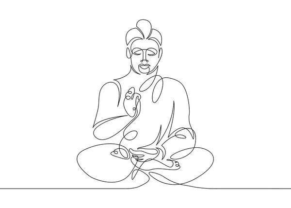 Une ligne continue dessinée Bouddha — Image vectorielle