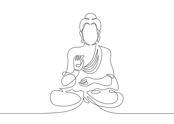 Eine durchgehende Linie gezeichnet Buddha — Stockvektor