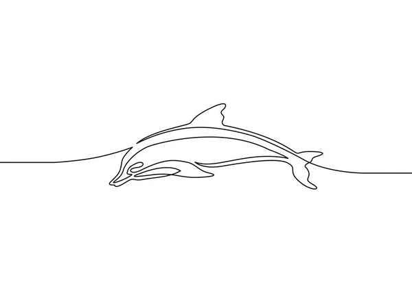 Ununterbrochene Linie Delfin — Stockvektor