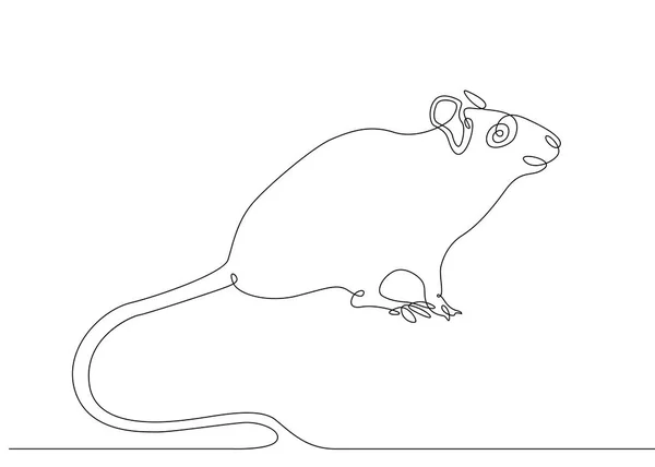 Continuous line drawing rat mouse — Stock Vector