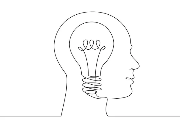 Linha contínua desenho ideia símbolo lâmpada . — Vetor de Stock