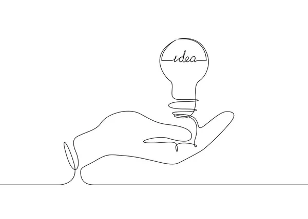 Linha contínua desenho ideia símbolo lâmpada —  Vetores de Stock