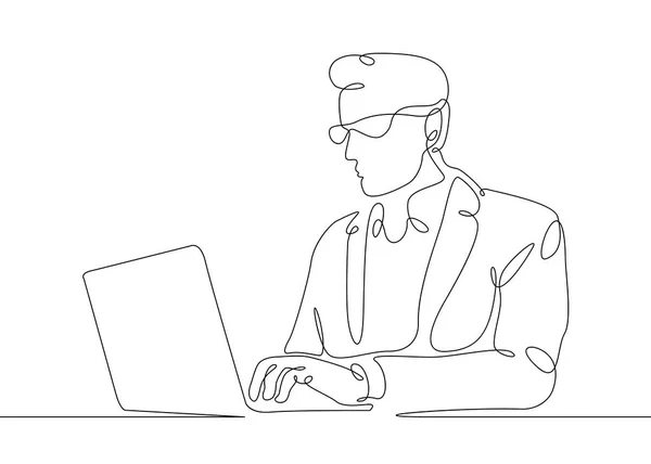 bir laptop oturan adam sürekli çizgi çizme