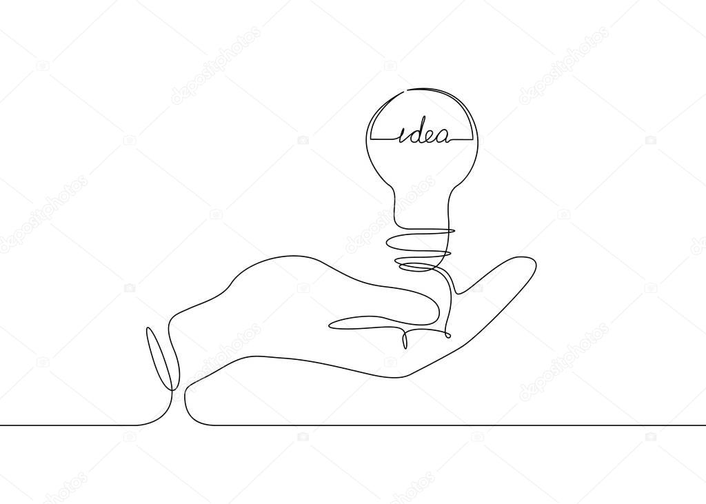 continuous line drawing light bulb symbol idea 