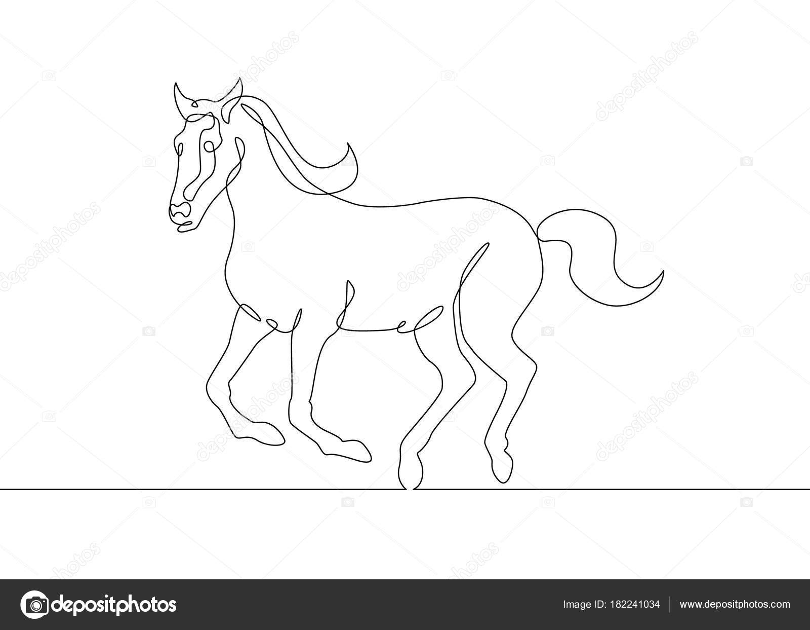 Dessin Au Trait Continu Cheval Image Vectorielle Derplan13