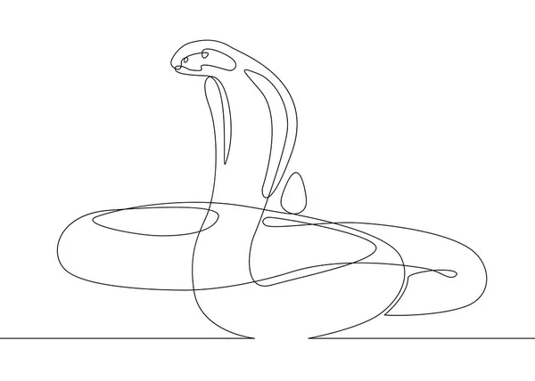 Непрерывная линия рисования кобры змеи — стоковый вектор