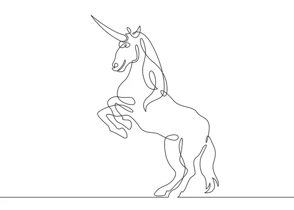 Dessin continu d'une ligne licorne — Image vectorielle