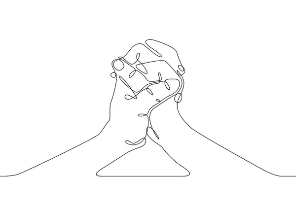 Obchodní koncept boje ruce kontinuální kreslení čar — Stockový vektor