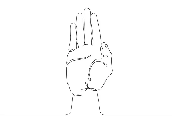 Kontinuierliche Linienzeichnung Handfläche offene Geste — Stockvektor