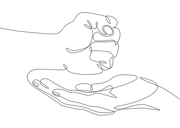 Ciągłego rysowania linii pięść w dłoni — Wektor stockowy