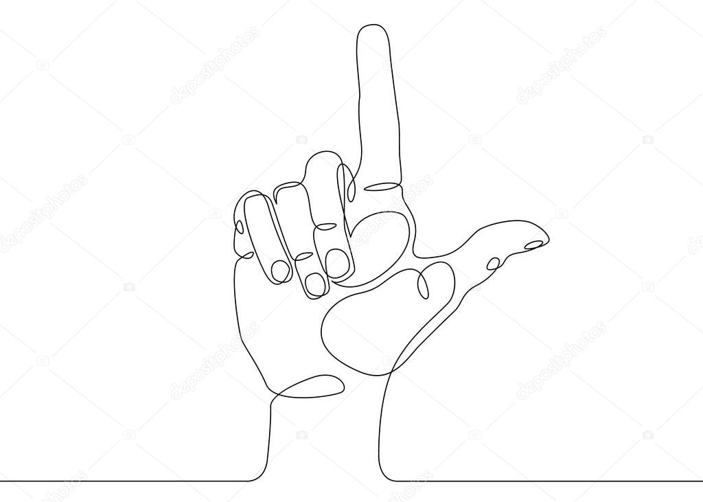 continuous line drawing  Hand pointing direction finger