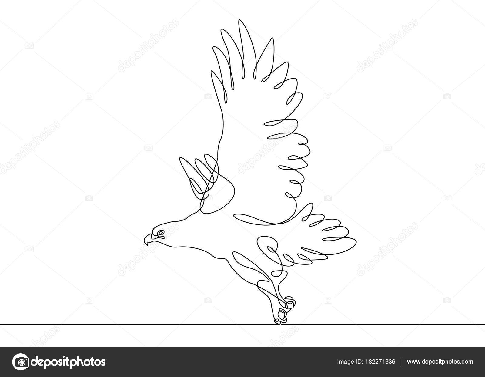 Dessin Au Trait Continu Oiseau Qui Vole Image Vectorielle