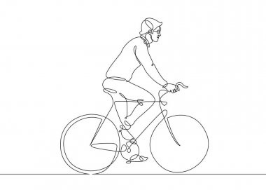 sürekli çizgi çizme adam bir bisiklet üzerinde