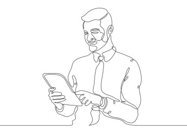 sürekli çizgi çizme işadamı bilgisayar dizüstü