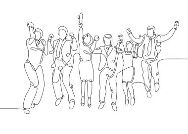 Continuous one drawn line of business team clipart