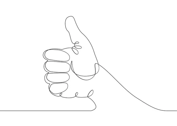 Безперервний малюнок лінії Рука показує великий знак — стоковий вектор