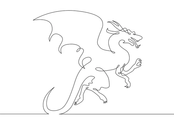 連続的にライン描画ドラゴン — ストックベクタ