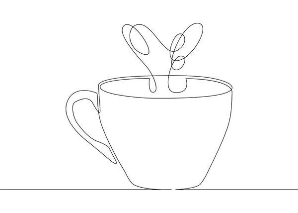 Ligne continue dessin tasse de café — Image vectorielle