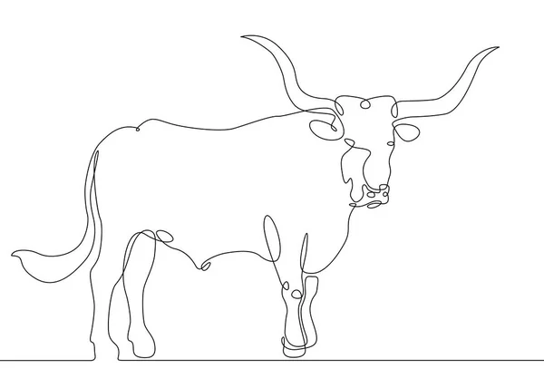 Línea continua dibujo vaca toro — Vector de stock