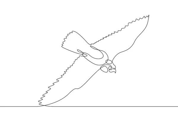 Letící pták kontinuální kreslení čar — Stockový vektor
