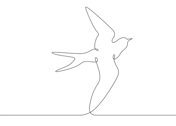 Безперервна лінія малювання птах літає — стоковий вектор