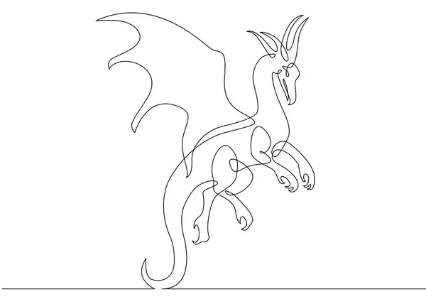 Línea continua dibujo dragón — Vector de stock