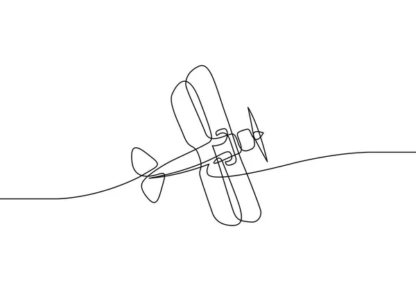 Biplane one line — Stock Vector