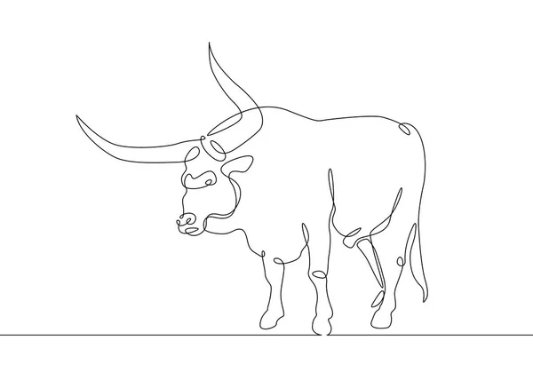 Linha contínua de desenho de vaca touro —  Vetores de Stock