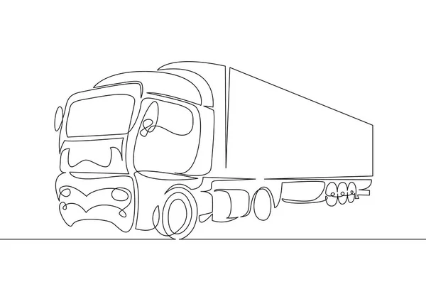 Desenho de linha contínua de pickup caminhão transporte vetor ilustração conceito simples . — Vetor de Stock