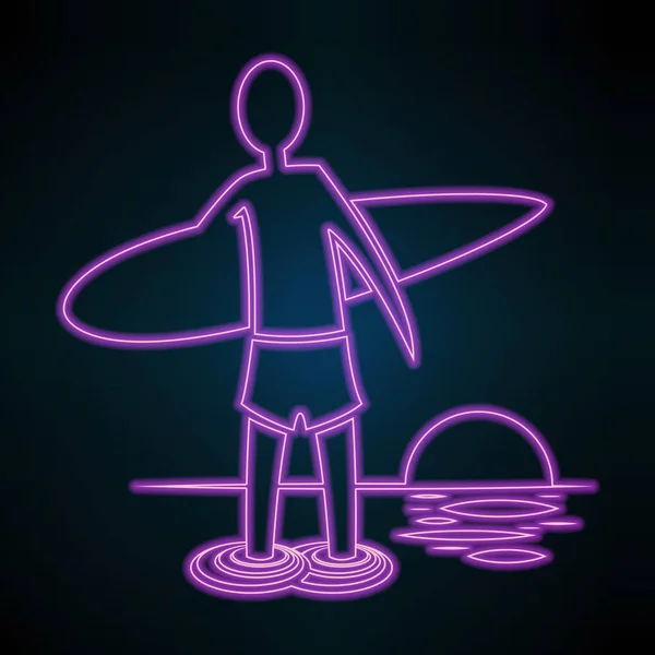Vector Image stick figure resting on the sea,silhouette,vector, man, person, illustration, people, neon, energy, abstract, isolated, icon, glow, light, continuous, line — Stock Vector